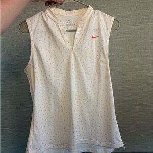 Nike Women's White and Pink Sleeveless Golf Top